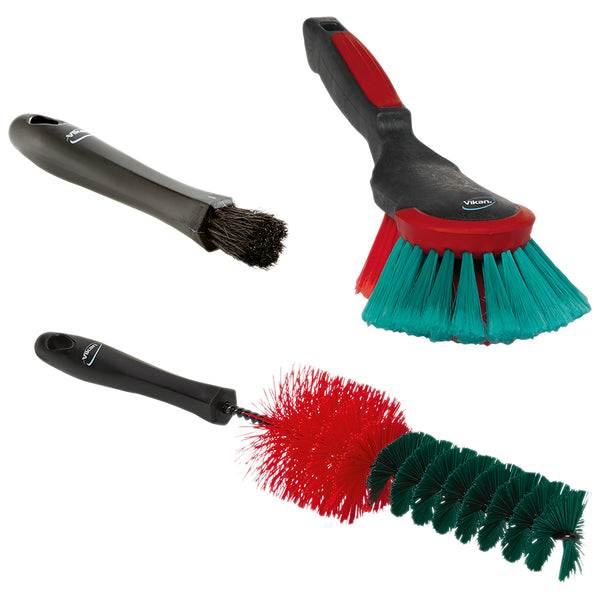 Interior & Exterior Brush Set w/ 3 Brushes, Vehicle Cleaning Line, Black (V521052)