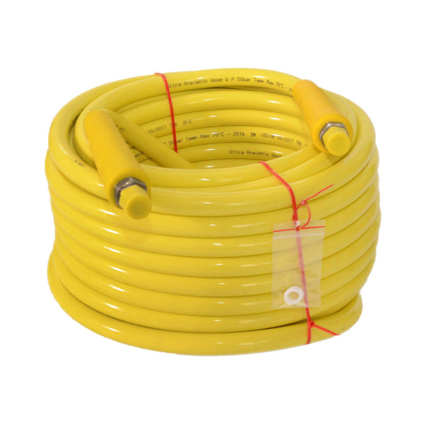 82" 1/2" Ultra Hygienic PVC Hose with Stainless Steel Crimped Fittings EXT Thread (CA010125EXT)